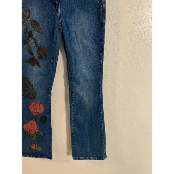 Bisou Bisou Vintage Y2K Floral Embroidered Flare Jeans - Picture 4 of 10